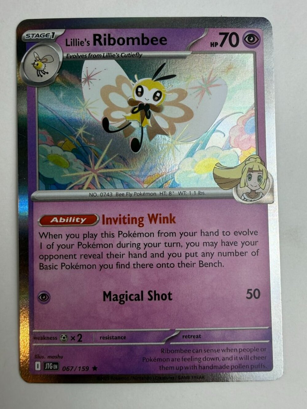 Lillie's Ribombee 067/159 Rare Journey Together Pokemon Reverse Holo Near Mint